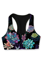 Bali Black Stella Enigmatic Floral Printed Seamless Sport Yoga Bra - Women - Pineapple Clothing